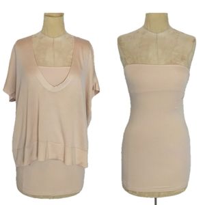Brunello Cucinelli Cashmere V-Neck Top and Strapless Stretch Cotton-Jersey Top